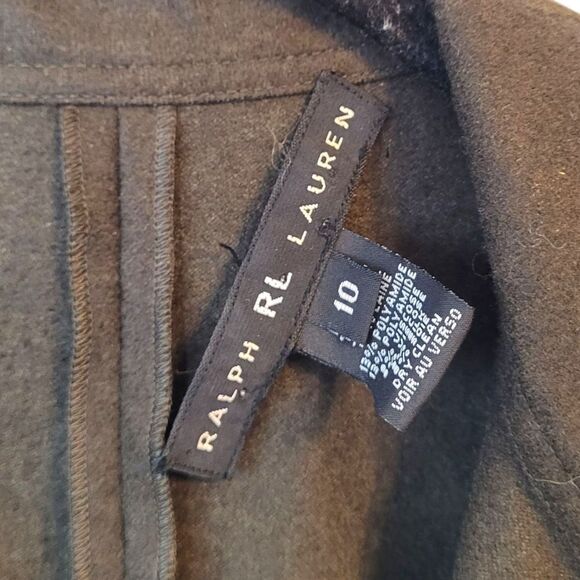 Ralph Lauren Black Label Olive Green Wool Silk Blend Open Front Blazer Jacket 10 - Picture 3 of 6